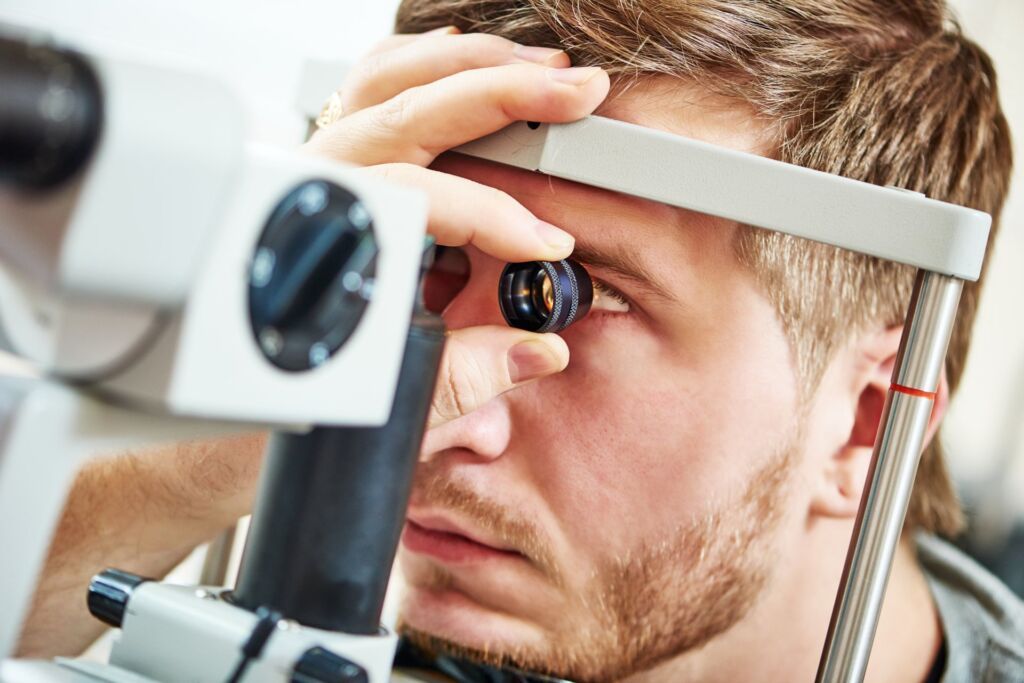 Ophthalmology,Concept.,Male,Patient,Under,Eye,Vision,Examination,In,Eyesight